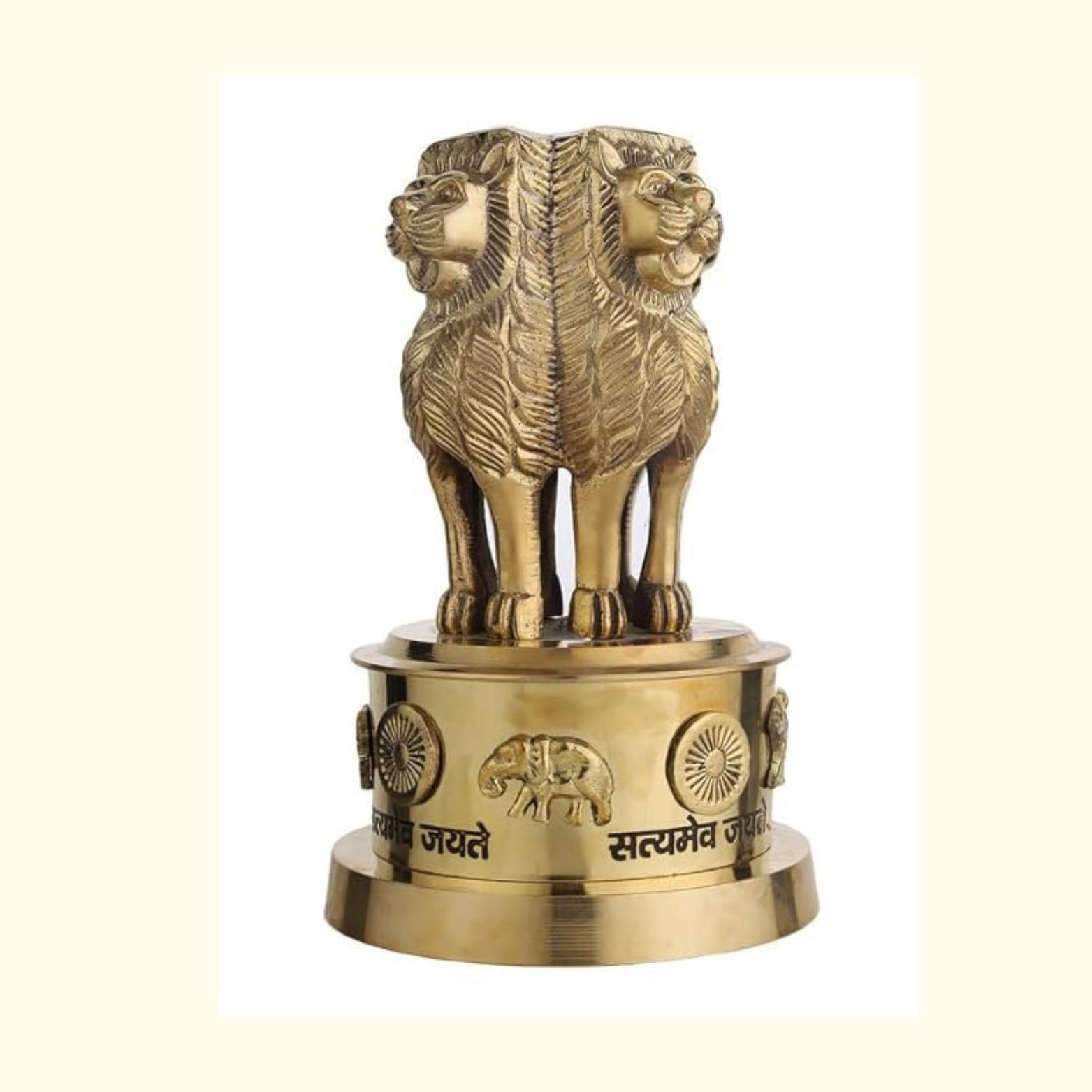

Pure Brass Ashok Stambh Stand, Ashok Pillar, Ashok Stambh Statue For Home Decor