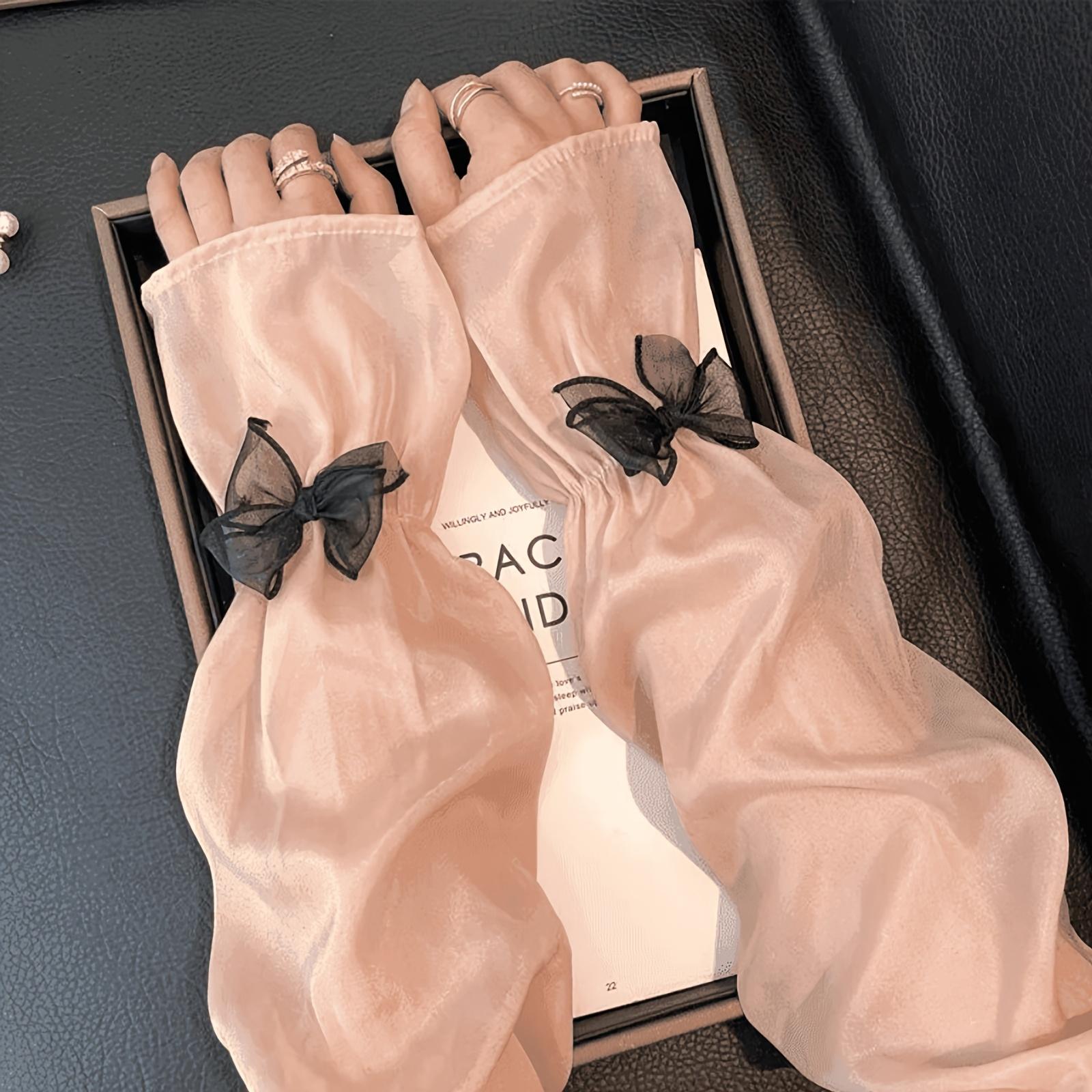 

2pcs Bow Ice Sleeve Set Ultra-Elegant Sleeves Loose Fit Oversized Bell Sleeves for Driving Arm Protectors рожевий