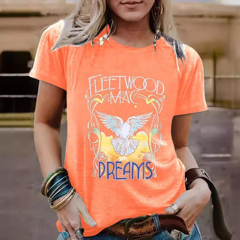 Women's Round-neck Short-sleeved Casual and Fashionable T-shirt with Pigeon Pattern