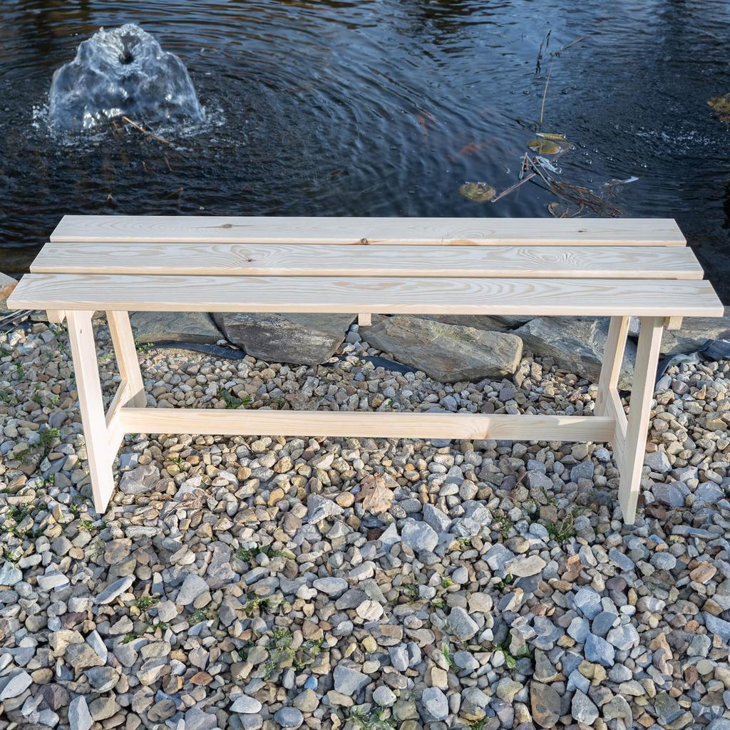 KADAX Ławka Ogrodowa Drewniana Parkowa Bez Oparcia 119 cm Ławeczka Taras Solidna