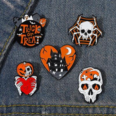 1 ks Halloweenská slitinová brož Lebka Pavouk Dýně Špendlíky do klopy Odznak Šperky Oděvní doplňky