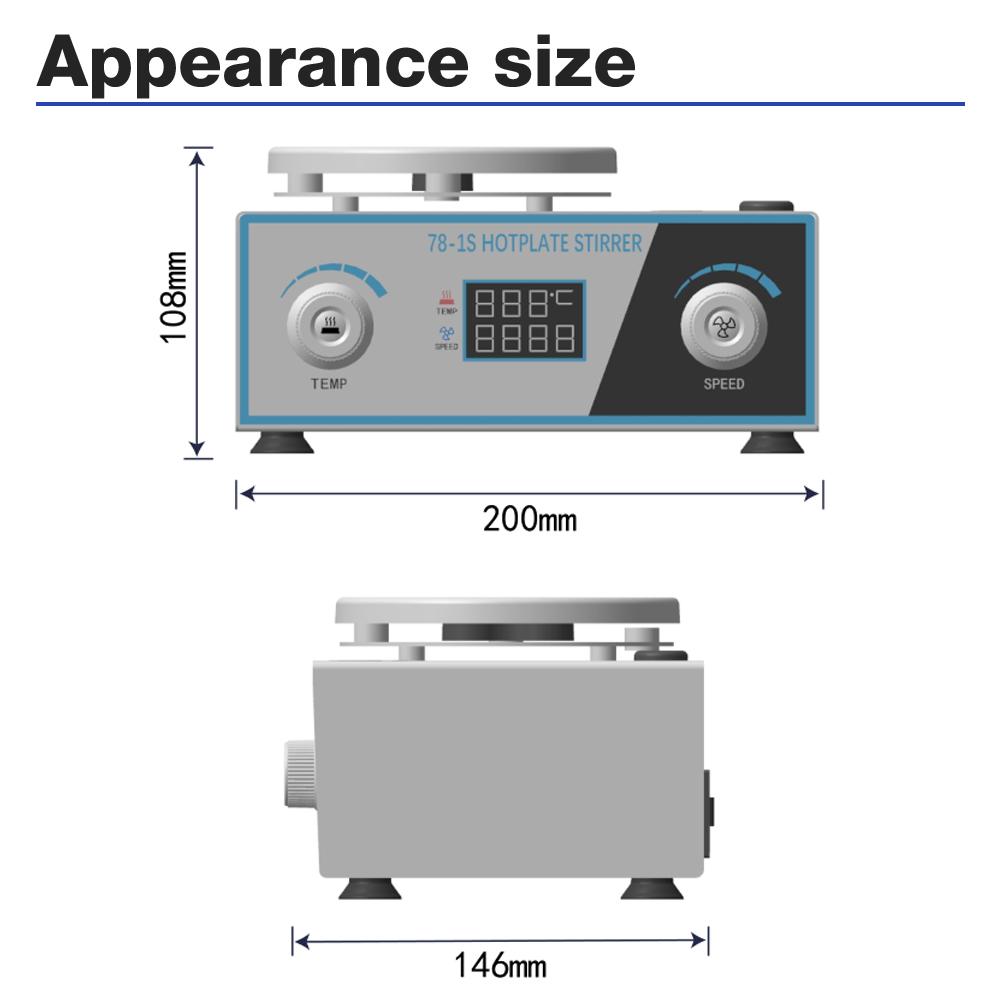 2L 0-2600RPM Chauffant Agitateur Magnétique Mélangeur Chauffant Magnétique Contrôle de Température et de Vitesse Plaque Chauffante Équipement de Laboratoire Prise UE