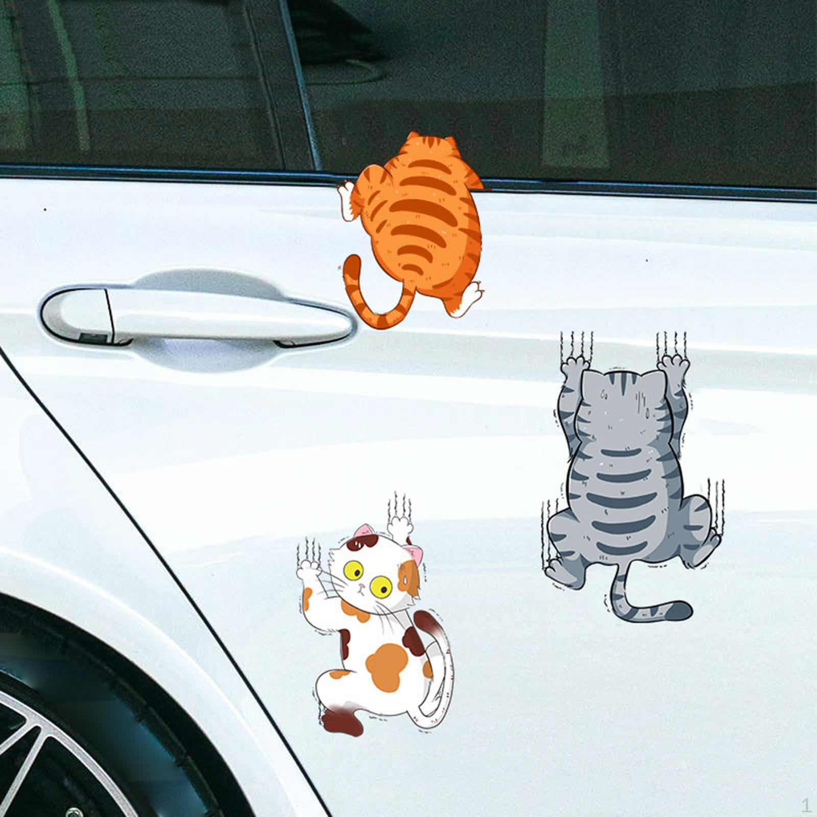 3 Pieces Funny Cat Car Decal Stickers, Waterproof Scratch Vinyl Sticker Easy to Apply for XL