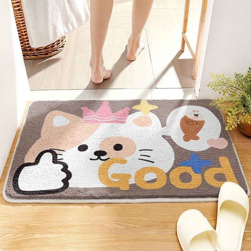 Bathroom Absorbent Floor Mat Household Cartoon Imitation Cashmere Non-slip Mat Toilet Toilet Door Carpet Dirt-resistant Foot Mat