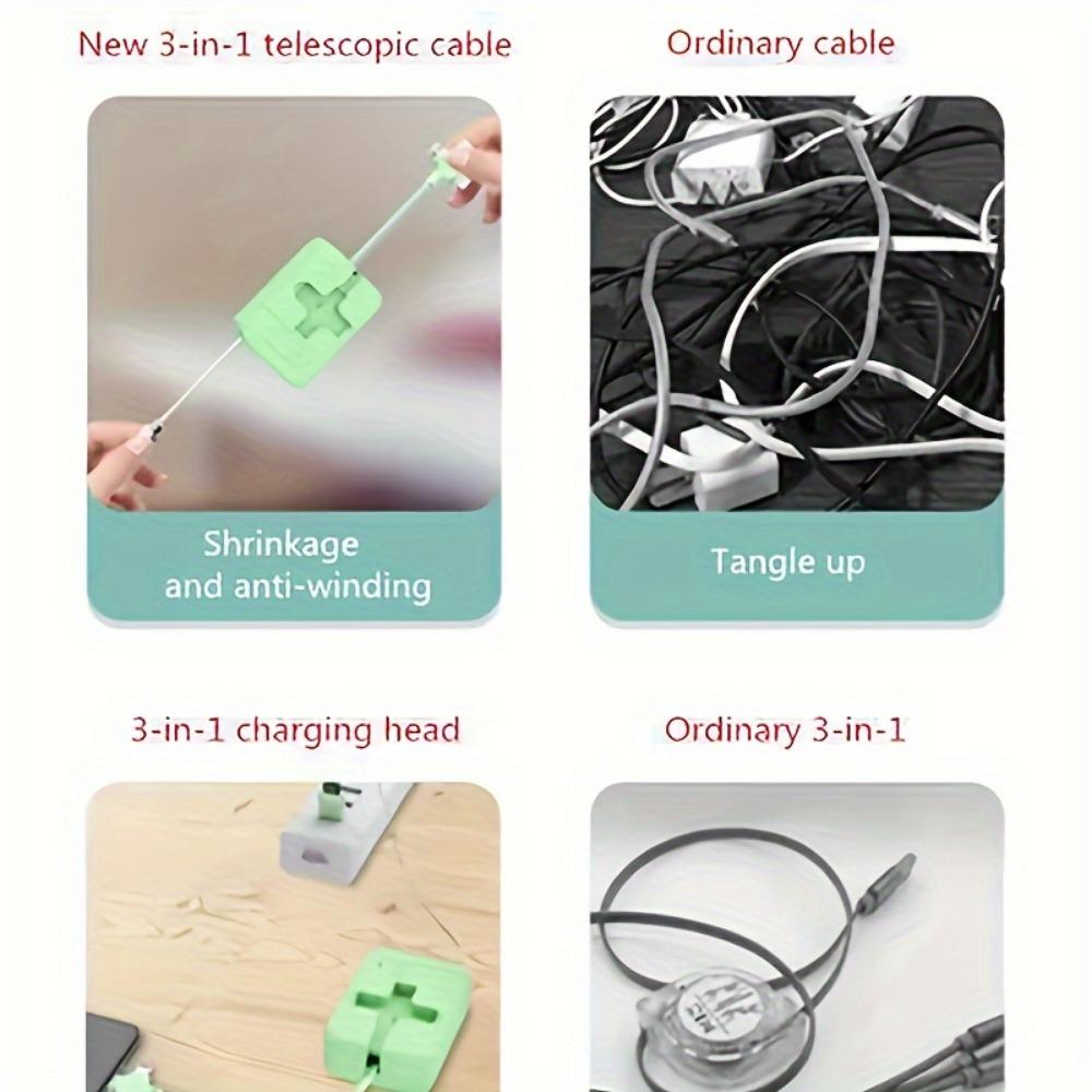 Suport telescopic multifuncțional 3 în 1 cu cablu de încărcare super rapidă și sincronizare a datelor pentru telefoane mobile - PVC rezistent, formă rotundă