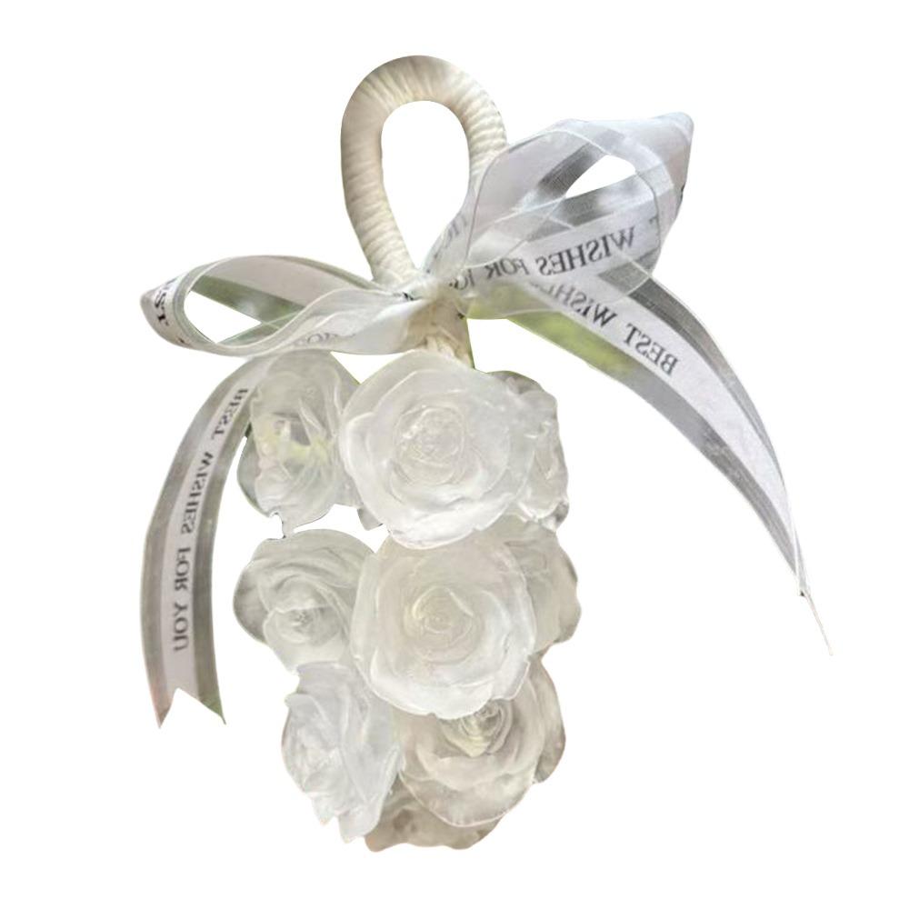 Portable Transparent Crystal Rose Scented Soap Simulated Rich Foam Rose Cold Soap Hanging Gentle Cleansing Soap for Shower White