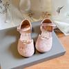 Kids Half Sandals 2024 Summer New Girls Chinese Style Pearl Hollow Flats Children's Elegant Princess Dance Shoes for Party Show