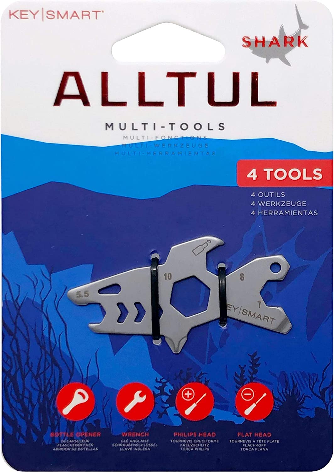 

KeySmart AllTul Shark Tool Брелок Открывалка для бутылок Гаечный ключ Отвертка Phillips Плоская отвертка Кемпинг Рыбалка Походы Туризм Снаряжение для выживания Брелок