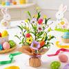 Künstliche Oster-Topfpflanzen 42 cm Osterei-Baum Tischdekorationen mit Pfeifenreiniger-Karotten Künstliche Blumen für Kaminsims Kamin Haus Frühling Dekor