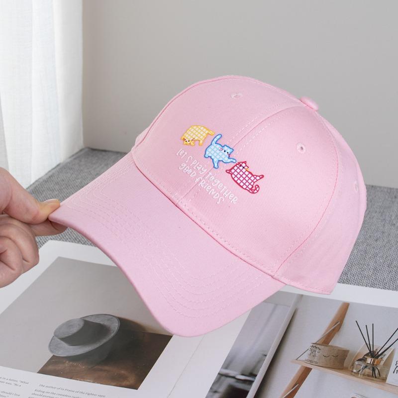 Cute Cartoon Cat Baseball Cap Women's Wide Brimmed Fashion Sun Shading Duckbill Capall Season Casual Hats