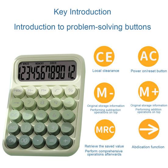 Mechanical Calculator with Large LCD Display Vintage Gradient Color 12-digit Desktop Calculator for Home Office