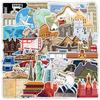 50 Famous Landmarks Travel Series Graffiti Stickers Water Cup Suitcase Waterproof Decorative Stickers Creative Stickers