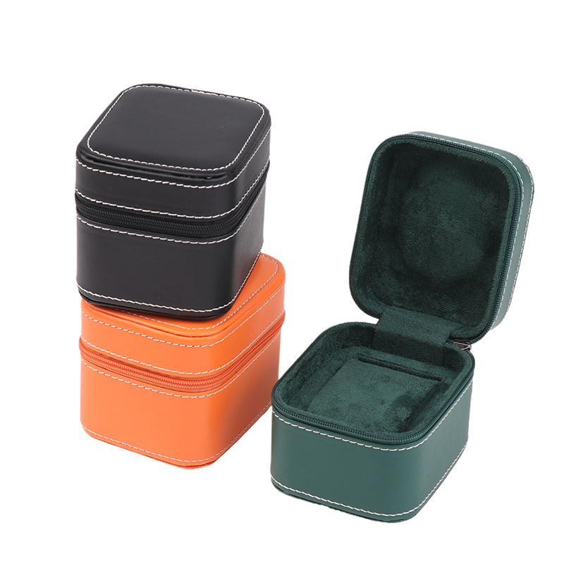 Advanced Pu Leather Car Line Watch Box Business Pocket Watch Portable Zipper Fashion Single Watch Packaging Storage Box