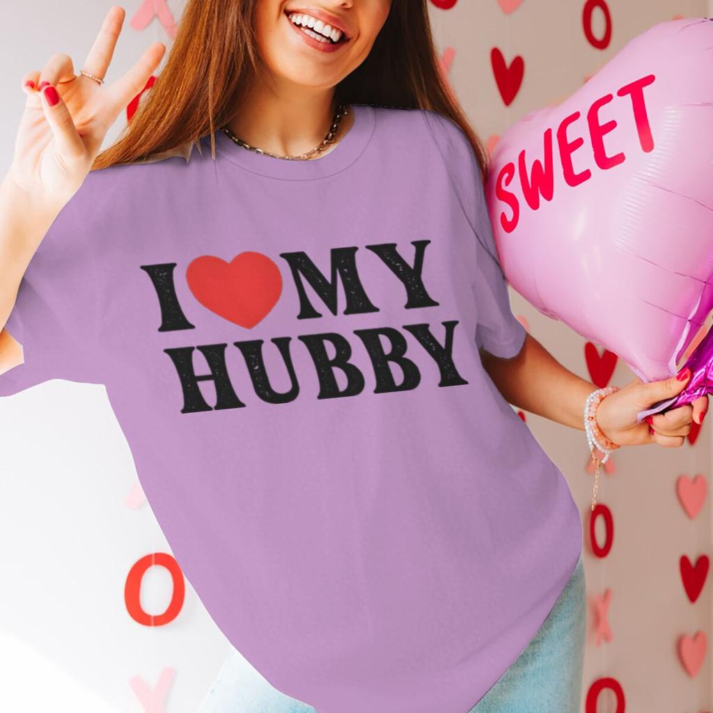 I Love My WifeI Love Hubby Print Couple T Shirt Men Women Valentines Day Gifts Tshirts Fun Short Sleeve LoversMatching Tshirt