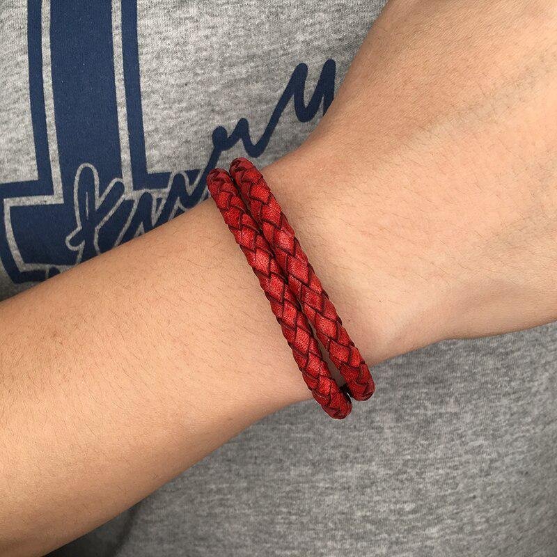 Fashion Men Bracelet Double Leather Bracelet Charm Wrist Band Vintage Male Female Jewelry Bangles Gift