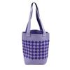 Rhombus Knitted Knitted Shoulder Bag Comfortable Handle Plaid Women's Handbag Portable Large Capacity Crochet Tote Bag Outing