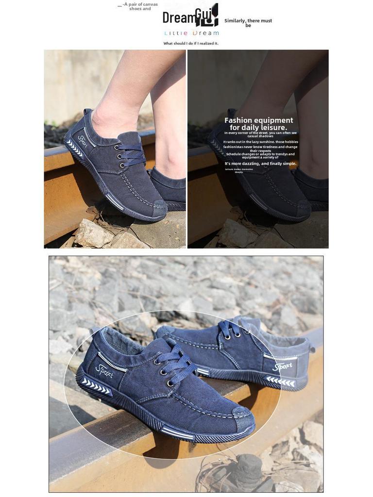 Herren Freizeitschuhe: Canvas-Sneaker mit weicher Sohle, atmungsaktive Low-Top-Slip-Ons