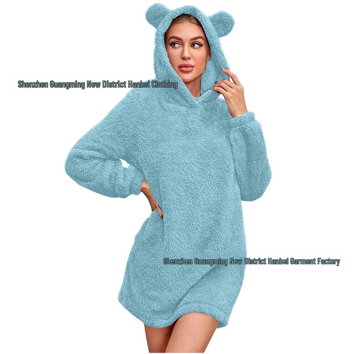 

Женское длинное платье-свитер с капюшоном из плюша на осень/зиму 2024 г. Medium