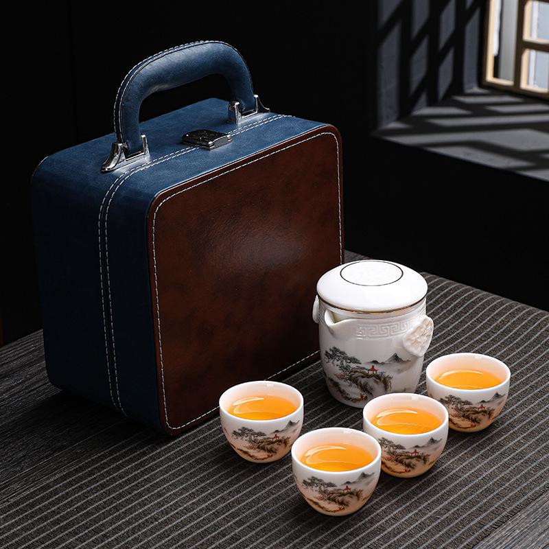 Panda-Themed Jade Tea Set 2024: Cultural Sichuan Travel Set - Perfect for Home, Outdoor Use & Gifts