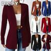 Women's Vintage Casual Solid Color Print Autumn Winter Long Sleeve V-Neck Jackets & Coats