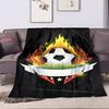 Football Theme Cartoon Soft Flannel Blanket for Bed Bedroom Sofa Picnic Throw Blanket for Cover Outdoor Leisure Nap Office Gifts