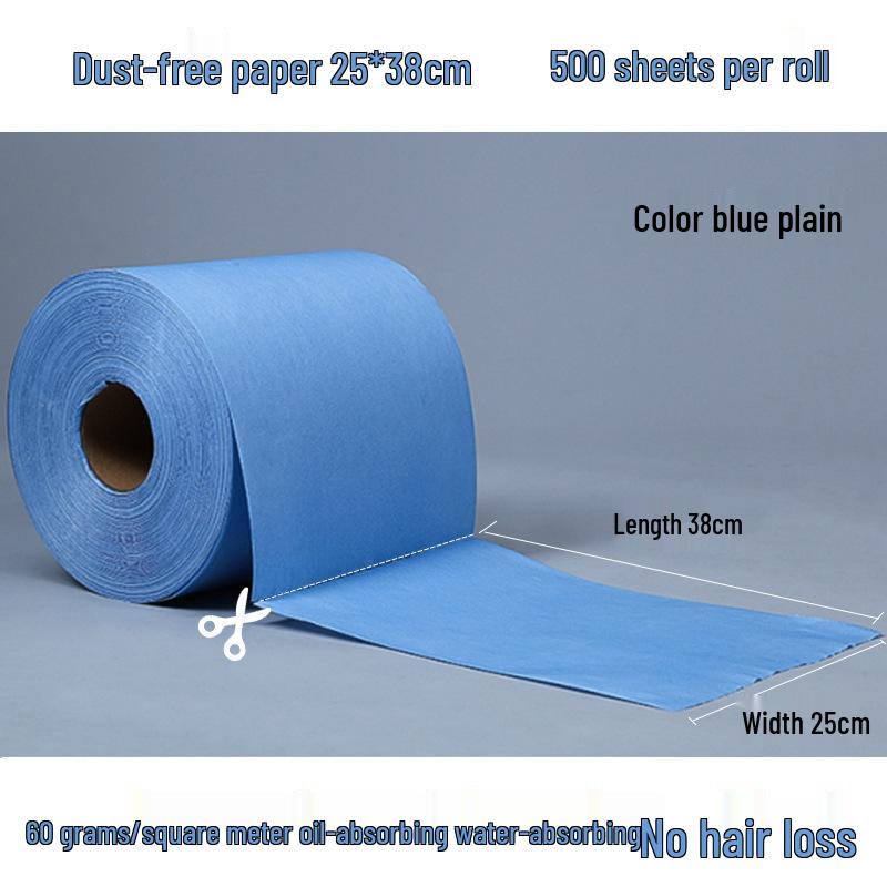 Industrial Dust-Free Oil-Absorbent Wiping Paper - Large Roll, Blue & White Non-Woven Fabric