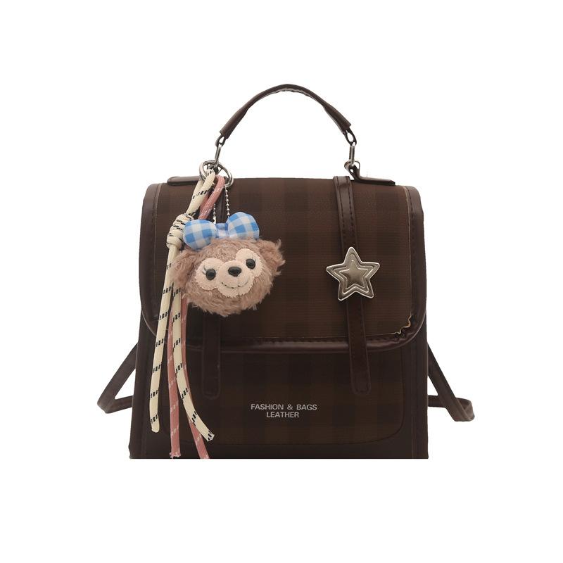 New Small Fresh College Style Backpack Bag Women's Fashion Plaid Multifunctional Small Messenger Bag