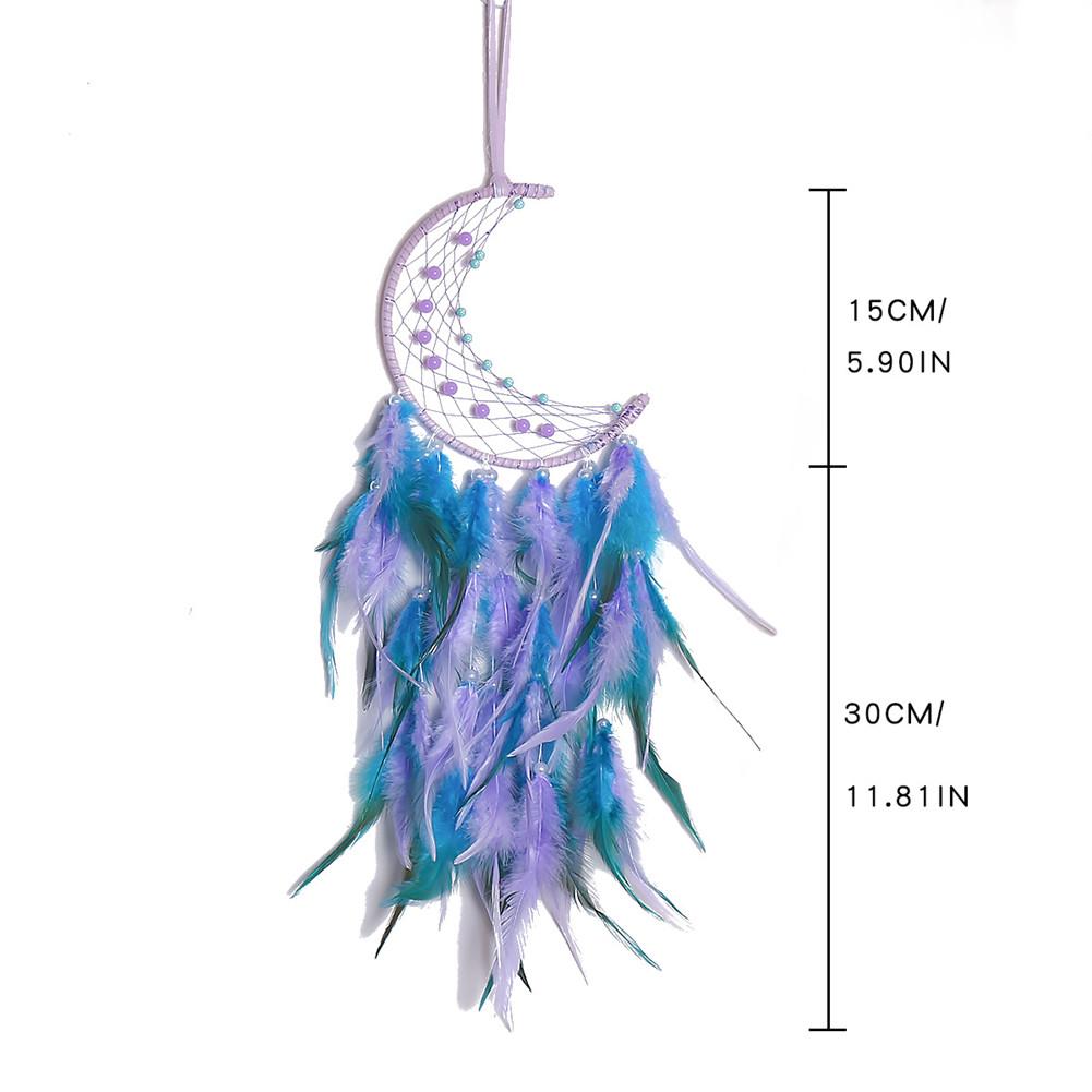

Wall Hanging Decor Dream Catcher Pendant Lamp Feather Hand woven Moon Decoration Blue Purple