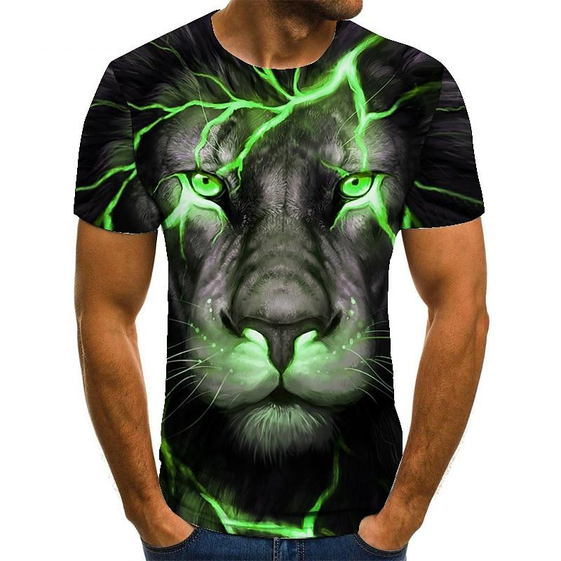 Men's Graphic Animal Lion T Shirt Tee Funny T Shirts Short Sleeve T shirt 3D Print Crew Neck Shirt Streetwear Exaggerated Causal