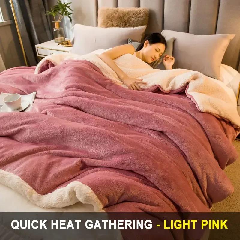 Wool Throw Blanket Keep Warm Winter Bed Blankets Double Sided Queen Duvet Cover Camping Double Bed Cover Bedspread On the Bed