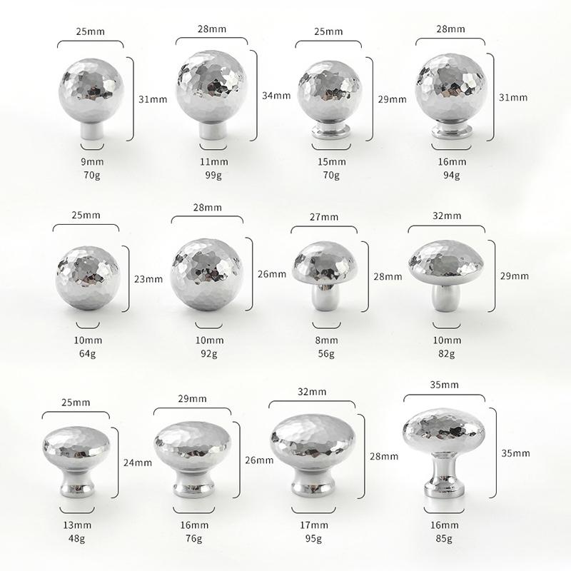 Brass Silver Ball Furniture Pull Handles Hand-Forged Hammer Cabinet Handles Door Drawer Knob Kitchen Wardrobe Cupboard Pulls