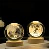 Crystal Ball With Wood Stand Laser Engraved 6CM Glass LED Crystal Ball Souvenir Gifts Home Decor Star Moon Night Light
