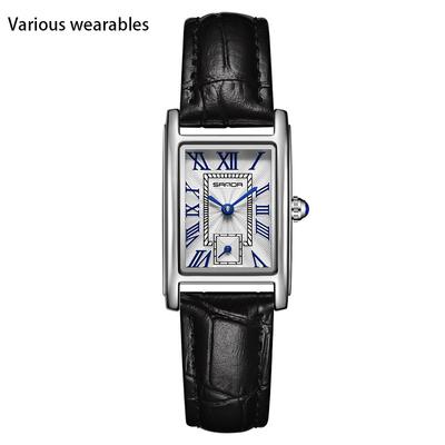 Orologio al quarzo con cinturino in acciaio quadrato, numeri romani, impermeabile, al quarzo, da donna, con cintura
