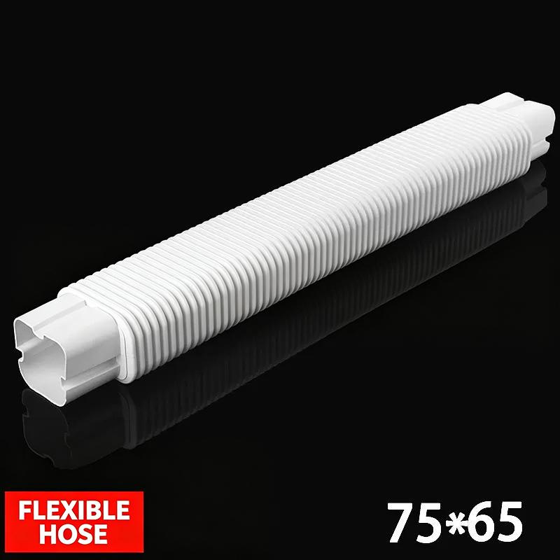 75*65Mm Air Cond Lineset Cover System Pvc White Coupling End Cap Cover Flat Elbow Easy To Install Wall Entry Mouth Air Cond Pipe