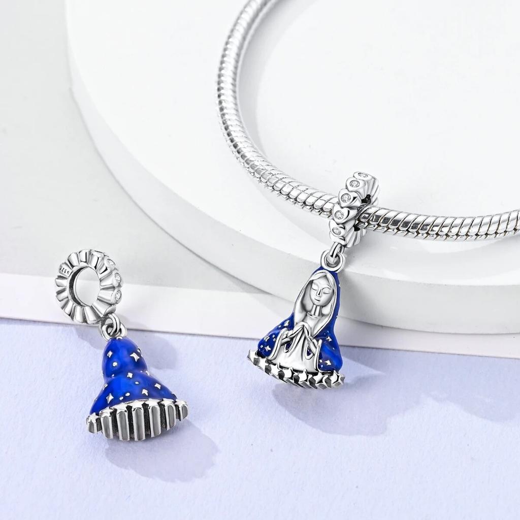 925 Sterling Silver Our Lady Charms Bead The Virgin Mary Dangle Fit Original Fashion Bracelet Necklace Pendants Jewelry Marking