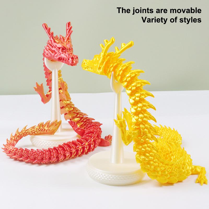 3D Printed Conjoined Dragon Ornaments, Movable Cartoon, Creative Dragon Plants, Rockery, Fish Tank Landscaping