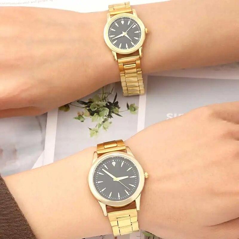 2 Stück Mode Paar Set Uhr Luxus Herren Damen Klassische Einfache Quarzuhren Edelstahl Uhr Paaruhr