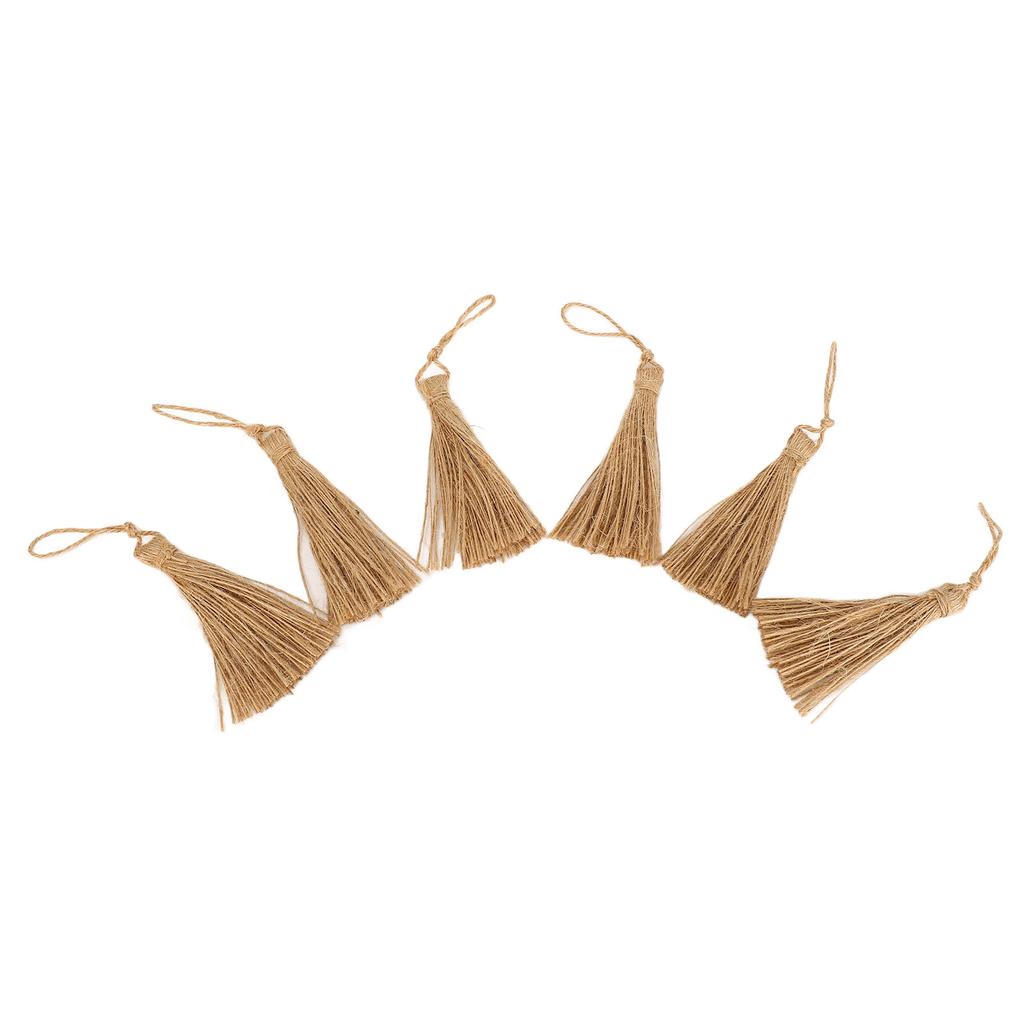 6Pcs Natural Jute Tassels Simple Rustic Style Natural Jute Widely Used Bookmark Tassels for Jewelry