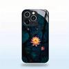 Lotus Black Tempered Glass Case For iPhone 17 16 15 14 13 12 Pro Max Shockproof Anti Fingerprint Phone Back Cover Hard Shell
