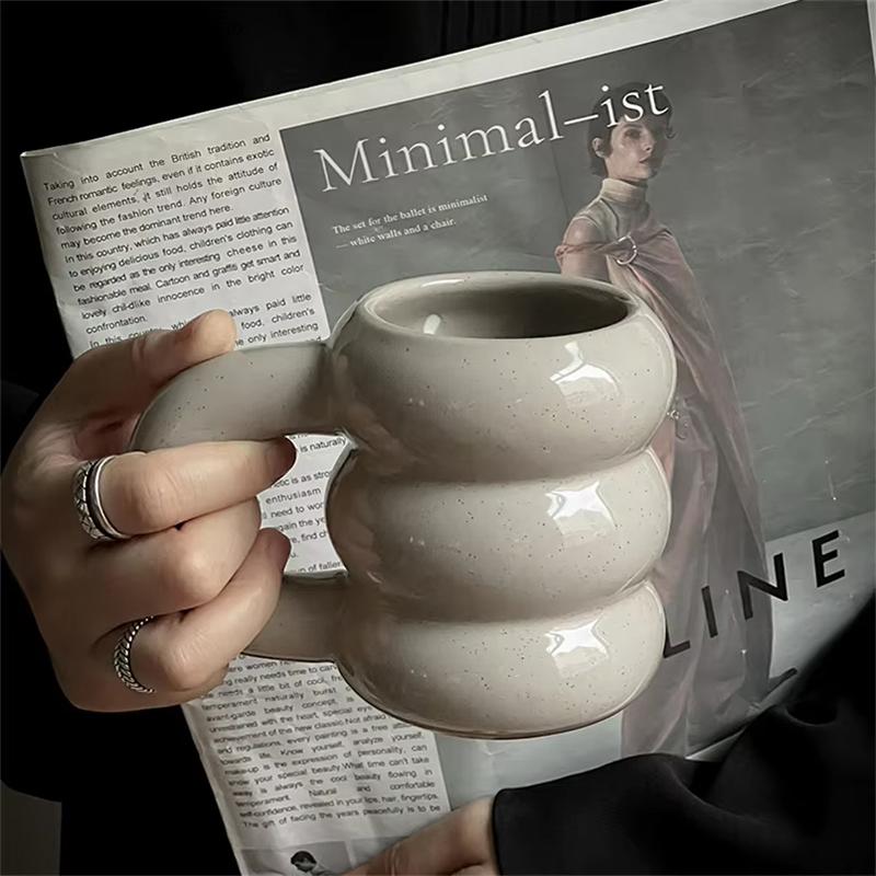 KEMORELA 420ML Sötmunk Keramisk Mugg Med Handtag Nordisk Stil Kreativ Stor Kapacitet Kaffekopp Enkel Par Vattenkopp Gåva