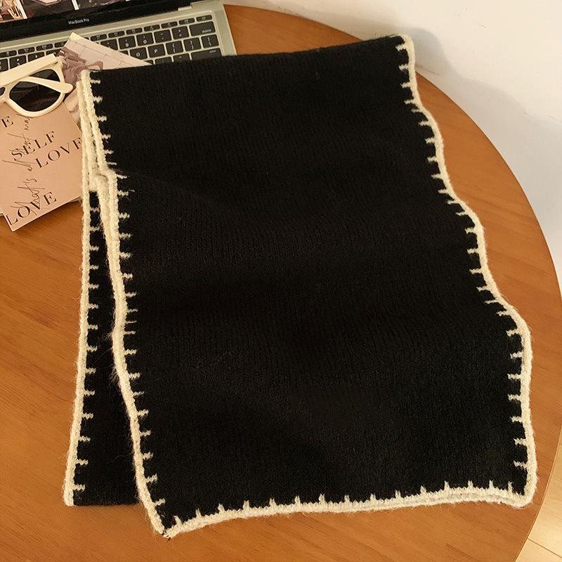 Angola red imitation cashmere hemming high-end knitted wool scarf student couple winter warm scarf