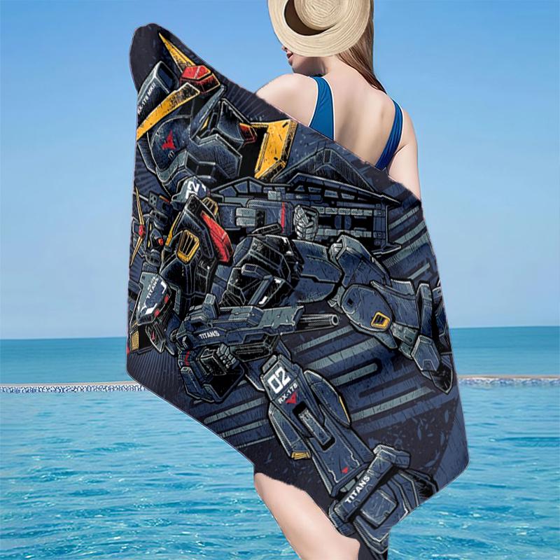 Mecha Armor Robotic Design Beach Towel, Super Soft Microfiber, Gift for Her/Him, Birthday, for Pool, Beach, Travel, Home Decor Fan gifts