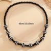 European and American Retro Black and White Checkerboard Contrasting Color Design Beaded Long Necklace Simple
