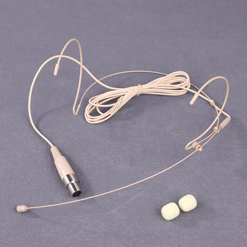 Béžový náhlavní mikrofon s dvojitým náušním háčkem 3,5 mm 3pinový pro 4pinový XLR konektor pro všesměrový mikrofon