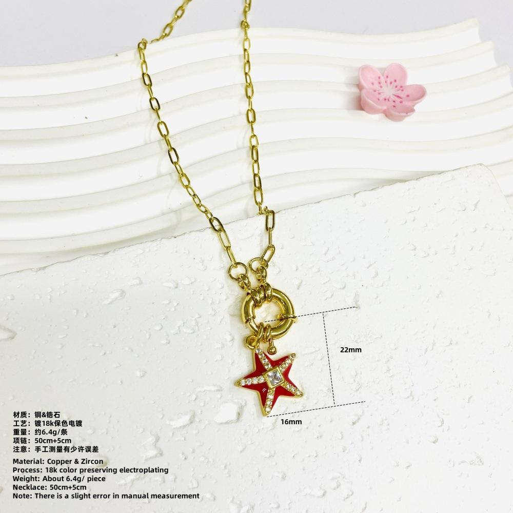 Originaldesign Kupfer Tropföl Rot Wassertropfen Stern Schmetterling Liebe Auge Anhänger Halskette 50cm Charm Damen Party Geschenk