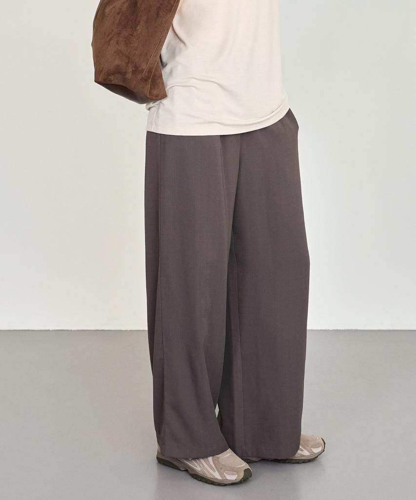BASIC HOUSE Women'S Breathable Elastic Waist Wide Pants Melange Brown