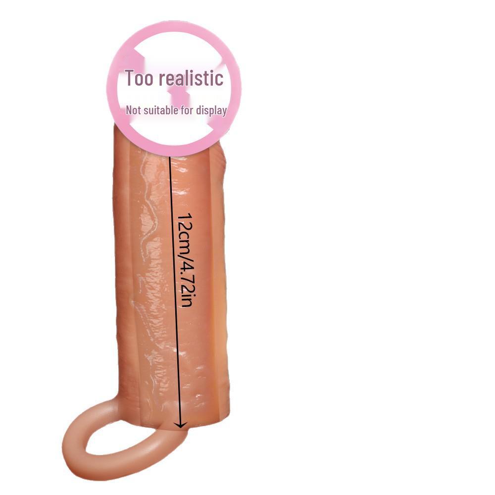 Men's Super Thick Silicone Phallus Sleeve - Wearable Hollow Wolf Tooth Design.