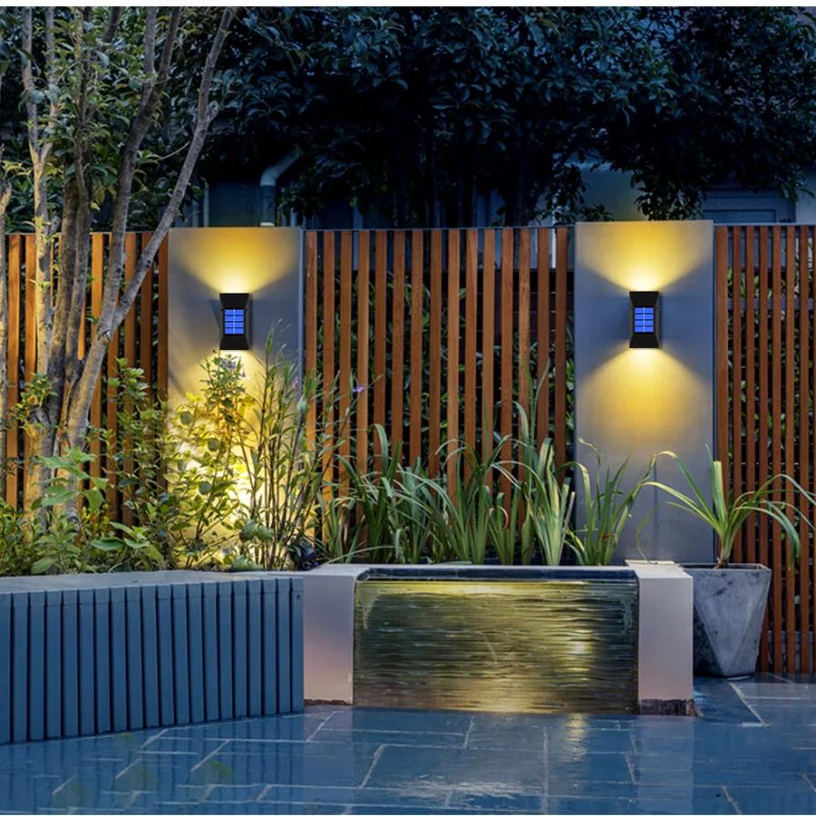 Solar Powered Wall Lights Outdoor Waterproof Up Down LED Lighting for Garden Yard Patio Pathway Street Home Decor