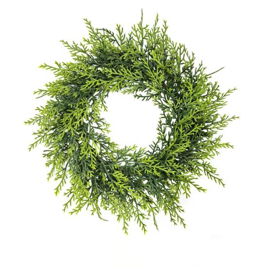 Christmas Pine And Cedar Wreath Winter Faux Greenery Wreath Holiday Fake Cedar Wreath for Indoor Outdoor Front Door Farmhouse Decoration