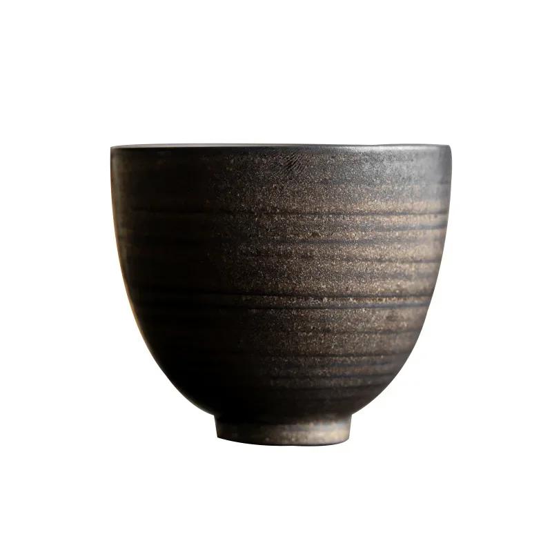 Handmade Gold-Glazed Thin Ceramic Tea Cup - Artisan Crafted Coarse Clay Master Cup for Kung Fu Tea CeremonyRetroPersonal Teacup